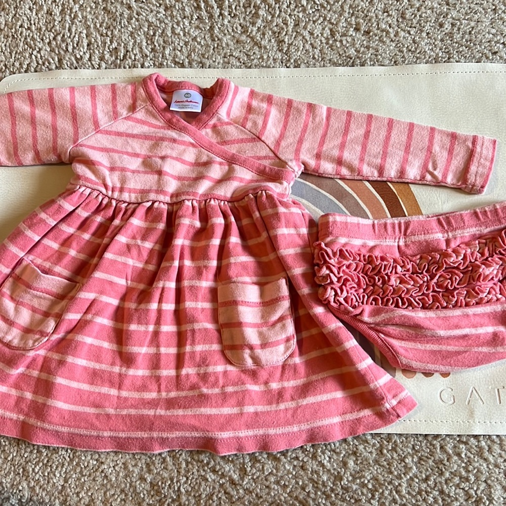 Hanna Andersson Pink striped Dress and Bloomers Set